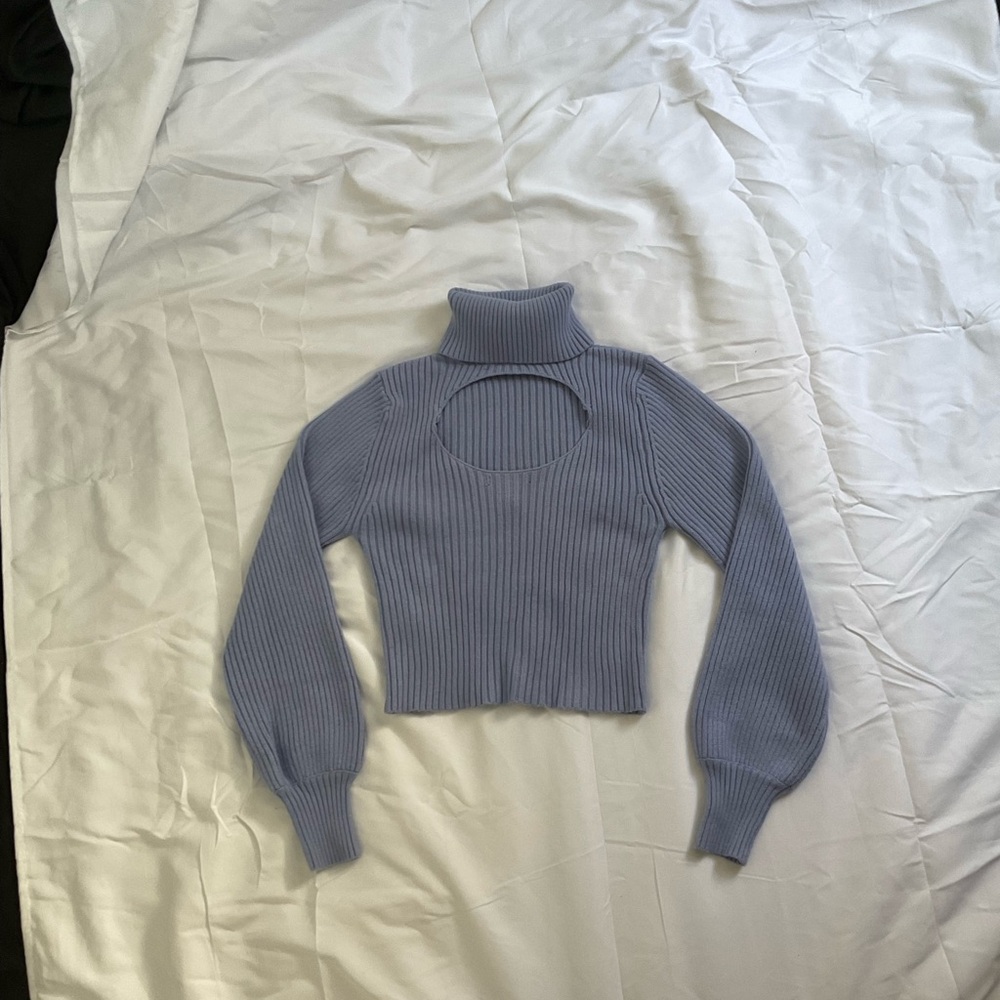 Forever 21 Cornflower Blue Cowl Neck Sweater w/ Open Back